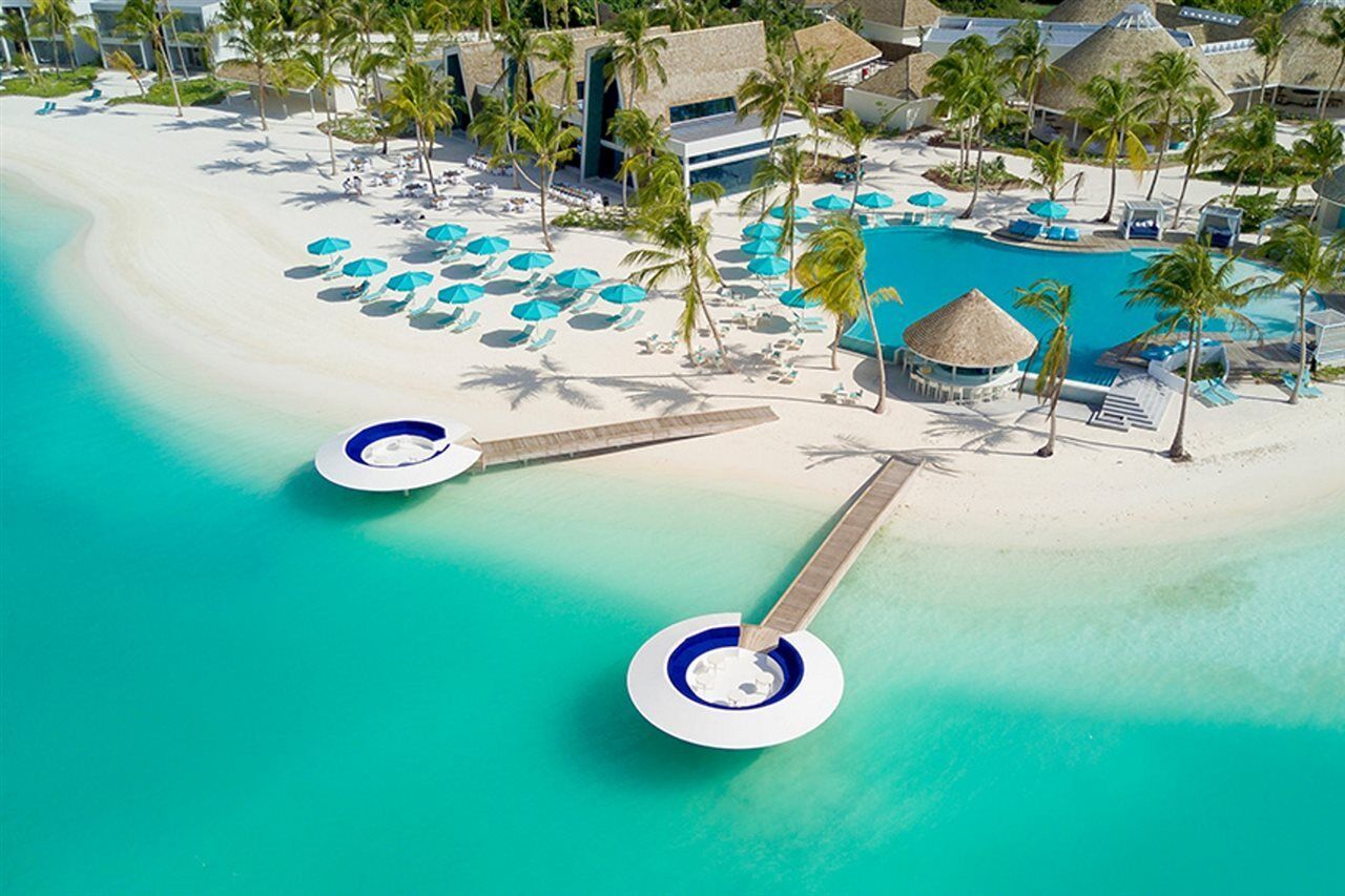 Kandima Maldives Kudahuvadhoo ภายนอก รูปภาพ Aerial view of the beach at the Hard Rock Hotel